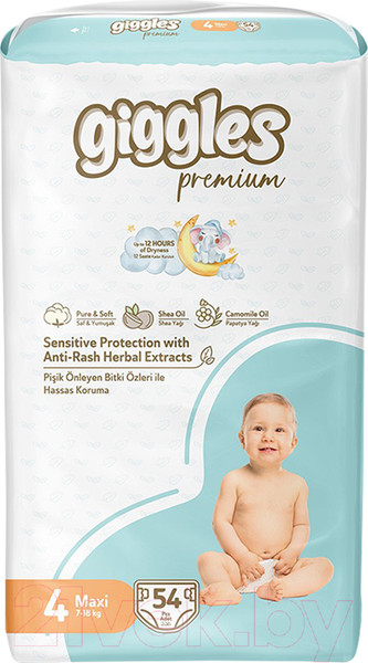 Изображение товара Подгузники детские Giggles Premium Maxi 4 Jumbo Pack (54шт)