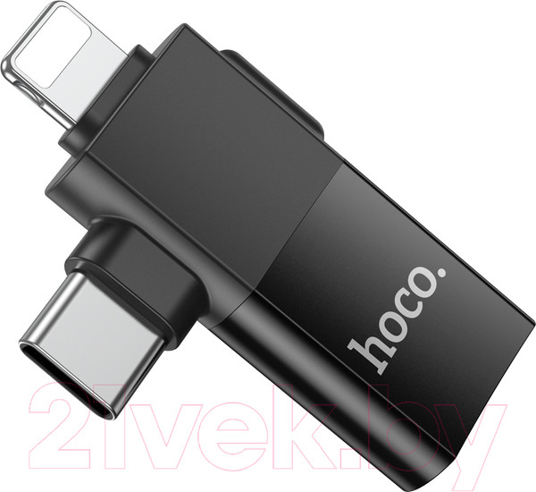 Изображение товара Адаптер Hoco UA17 2в1 iPhone-Type-C-USB (черный)