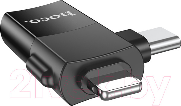 Изображение товара Адаптер Hoco UA17 2в1 iPhone-Type-C-USB (черный)