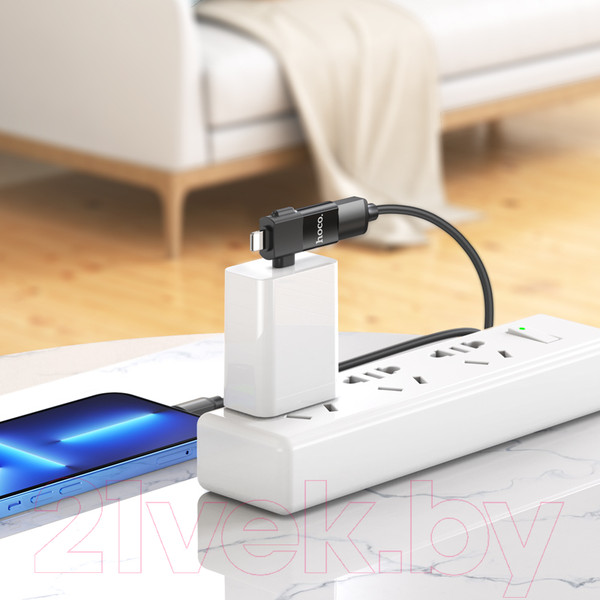 Изображение товара Адаптер Hoco UA17 2в1 iPhone-Type-C-USB (черный)