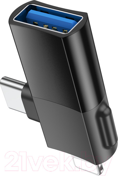 Изображение товара Адаптер Hoco UA17 2в1 iPhone-Type-C-USB (черный)