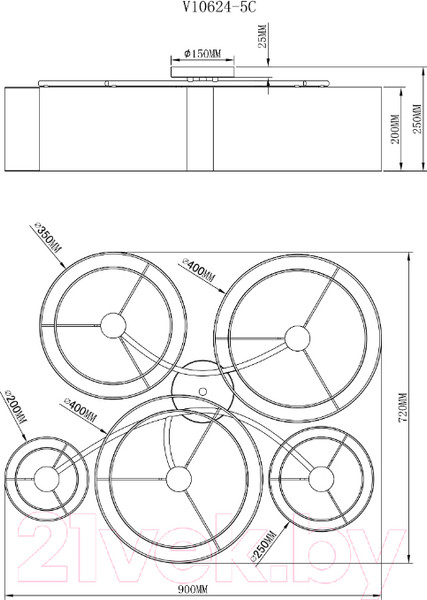 Изображение товара Потолочный светильник Moderli Room / V10624-5C