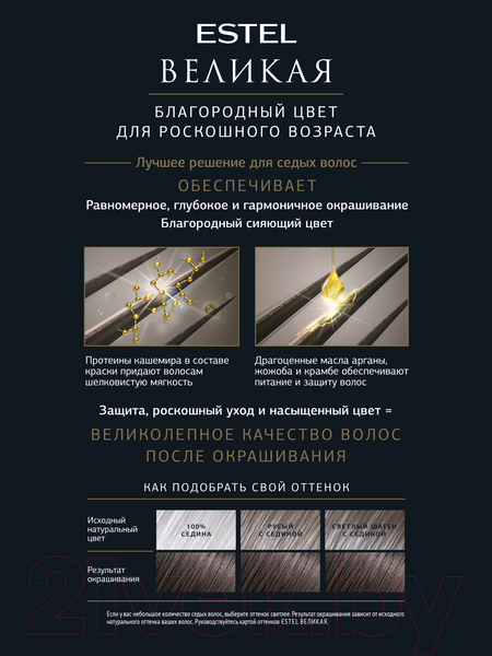 Изображение товара Крем-краска для волос Estel Великая Стойкая для седых волос 5/5 (60мл, светлый шатен красный)