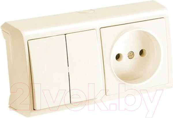 Изображение товара Блок выключатель+розетка Viko Vera / 90681389 (кремовый)