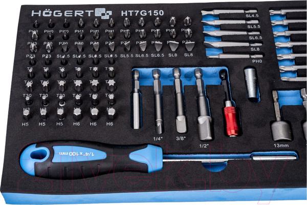 Изображение товара Набор головок, бит Hoegert HT7G150