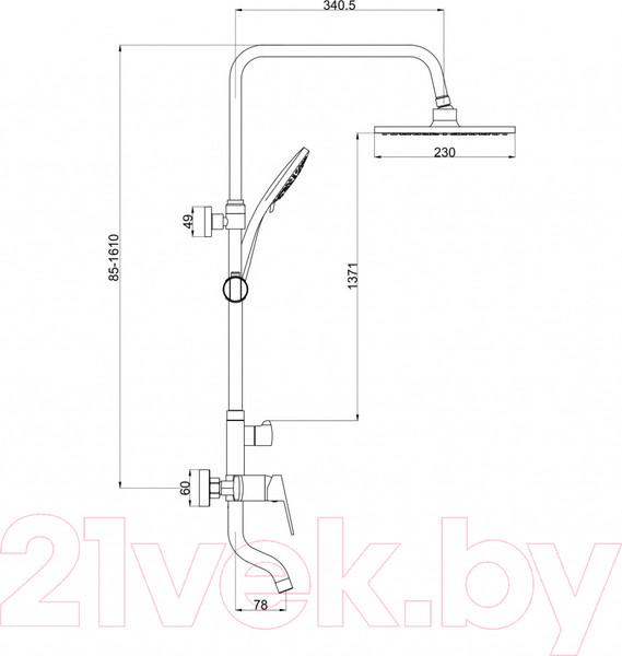Изображение товара Душевая система со смесителем Gross Aqua Flat GA9008SMD02MB