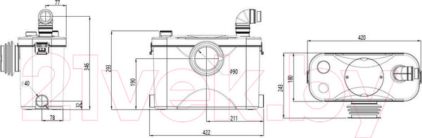 Изображение товара Насосная станция Unipump 405 M 8м с ножом (центральный вход)