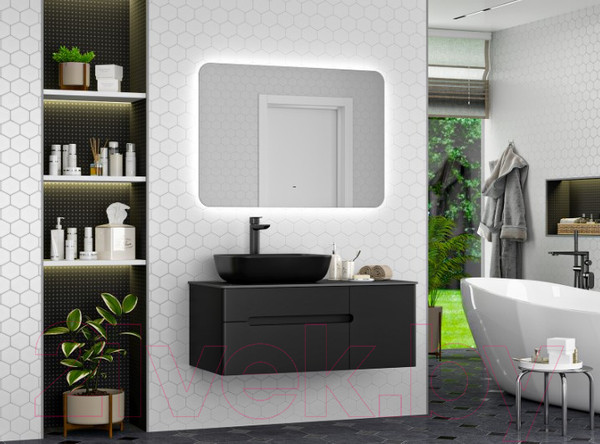 Изображение товара Тумба под умывальник Misty Роял 100 / П-Роя-01100-021П2Я (подвесная, черный)