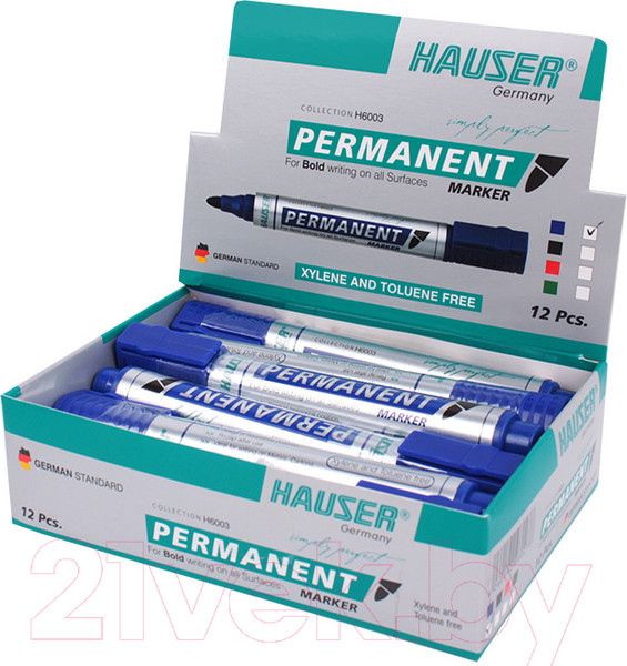 Изображение товара Набор маркеров HAUSER H6003 (12шт, синий)