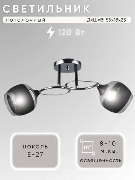 Изображение товара Потолочный светильник Aitin-Pro НПБ 02-2x60-101 / A3791/2 (хром/черный)