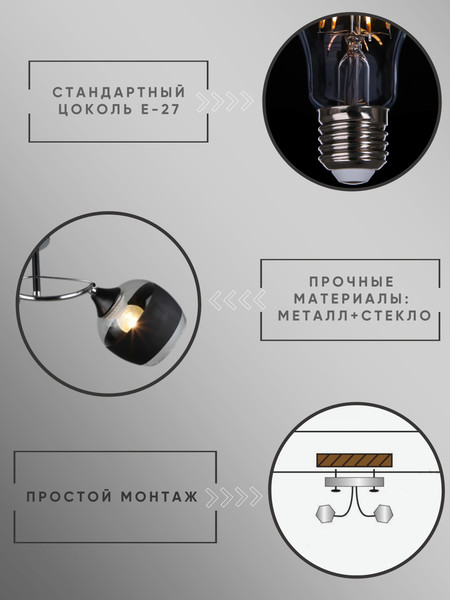 Изображение товара Потолочный светильник Aitin-Pro НПБ 02-2x60-101 / A3791/2 (хром/черный)