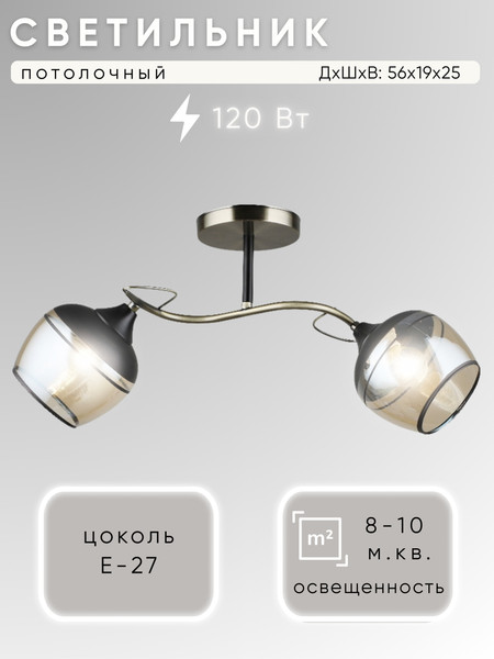 Изображение товара Потолочный светильник Aitin-Pro НПБ 02-2x60-101 / C1727/2 (бронза/черный)