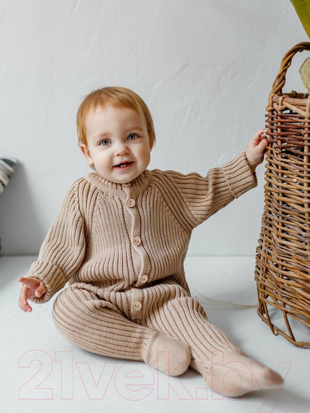 Изображение товара Комбинезон для малышей Amarobaby Pure Love Little / AB-OD23-PLL3/03-74 (бежевый, р.74)