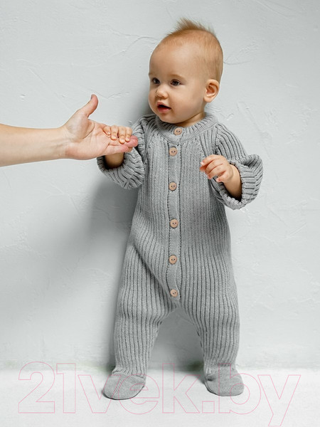 Изображение товара Комбинезон для малышей Amarobaby Pure Love Little / AB-OD23-PLL3/11-62 (серый, р.62)