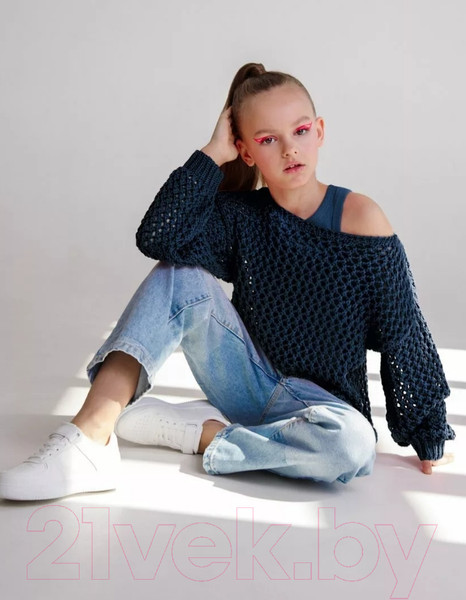 Изображение товара Джемпер детский Amarobaby Knit Trend / AB-OD21-KNITT2602/20-146 (синий, р.146)