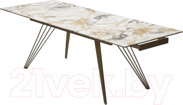 Изображение товара Обеденный стол M-City Accera New 160 / 614M05350 (Grand Jade Solid Ceramic/шампань)