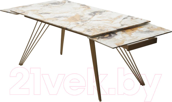 Изображение товара Обеденный стол M-City Accera New 160 / 614M05350 (Grand Jade Solid Ceramic/шампань)