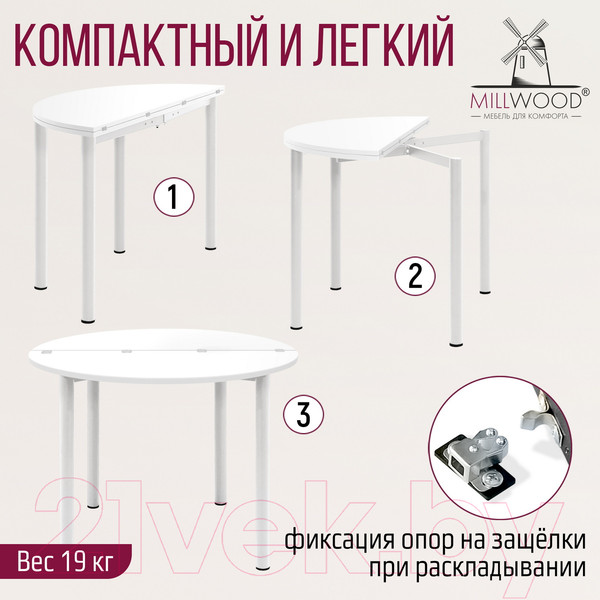 Изображение товара Обеденный стол Millwood Далис 3 (белый/металл белый)