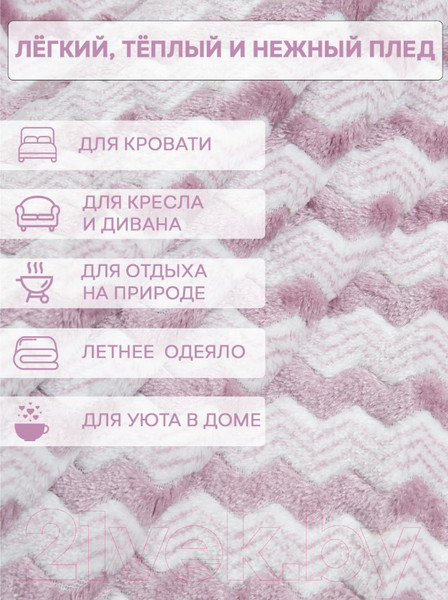 Изображение товара Плед TexRepublic Absolute Зигзаг Двухцветный Flannel 200x220см / 92578 (сиреневый)