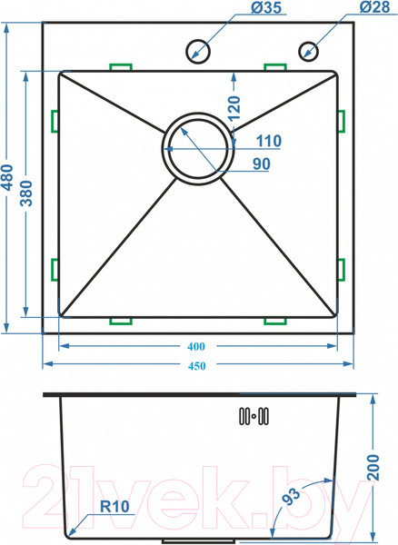 Изображение товара Мойка кухонная Futur FK 4548 Eco Embossing (нержавеющая сталь)