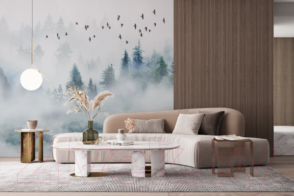 Изображение товара Фотообои листовые ФабрикаФресок Светлый туманный лес / 013265 (300x265)