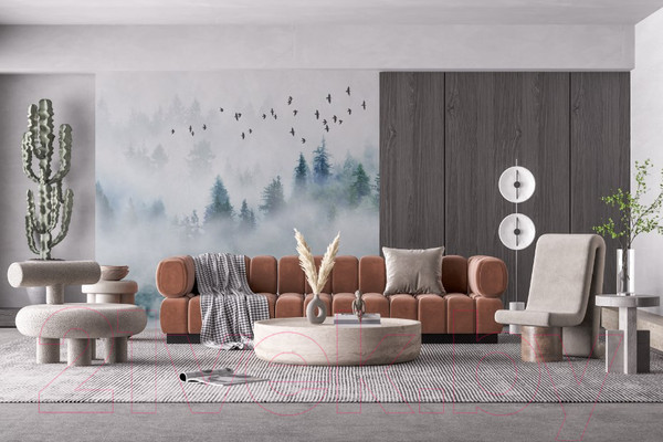 Изображение товара Фотообои листовые ФабрикаФресок Светлый туманный лес / 013265 (300x265)