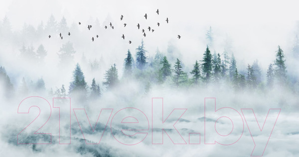 Изображение товара Фотообои листовые ФабрикаФресок Светлый туманный лес / 015265 (500x265)