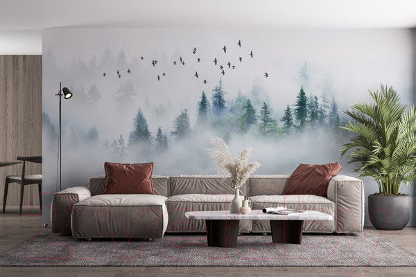 Изображение товара Фотообои листовые ФабрикаФресок Светлый туманный лес / 015265 (500x265)