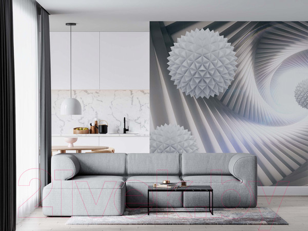 Изображение товара Фотообои листовые ФабрикаФресок 3D Шары в туннеле / 073265 (300x265)