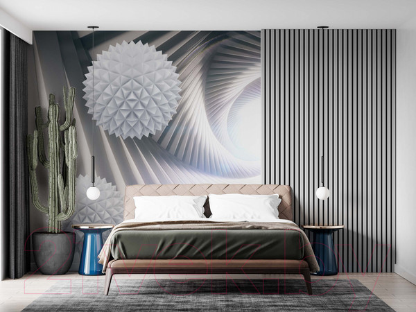 Изображение товара Фотообои листовые ФабрикаФресок 3D Шары в туннеле / 073265 (300x265)