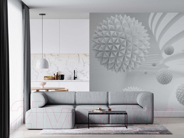 Изображение товара Фотообои листовые ФабрикаФресок 3D Шары светлые / 083265 (300x265)