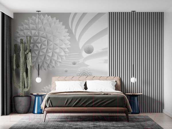 Изображение товара Фотообои листовые ФабрикаФресок 3D Шары светлые / 083265 (300x265)