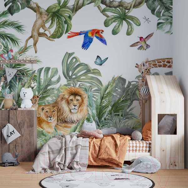 Изображение товара Фотообои листовые ФабрикаФресок Детские Джунгли / 103265 (300x265)