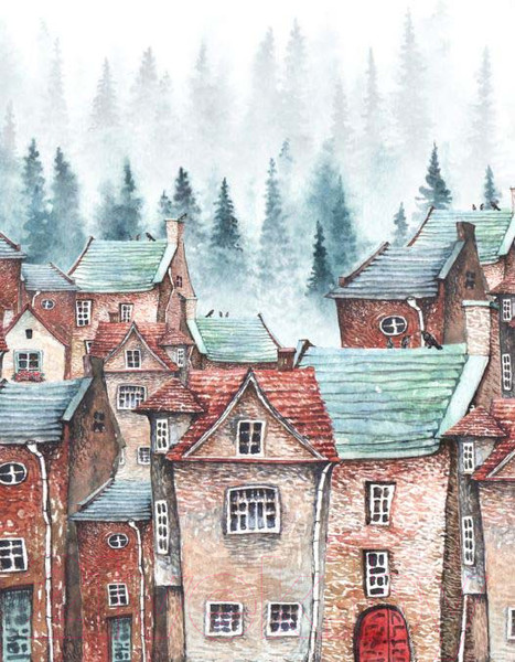 Изображение товара Фотообои листовые ФабрикаФресок Акварельные Домики для детей / 122265 (200x265)