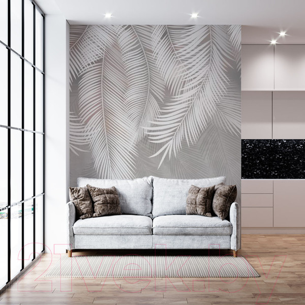 Изображение товара Фотообои листовые ФабрикаФресок Пальмовые листья Бетон / 132270 (200x270)