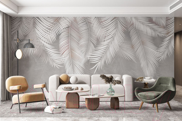 Изображение товара Фотообои листовые ФабрикаФресок Пальмовые листья Бетон / 135270 (500x270)