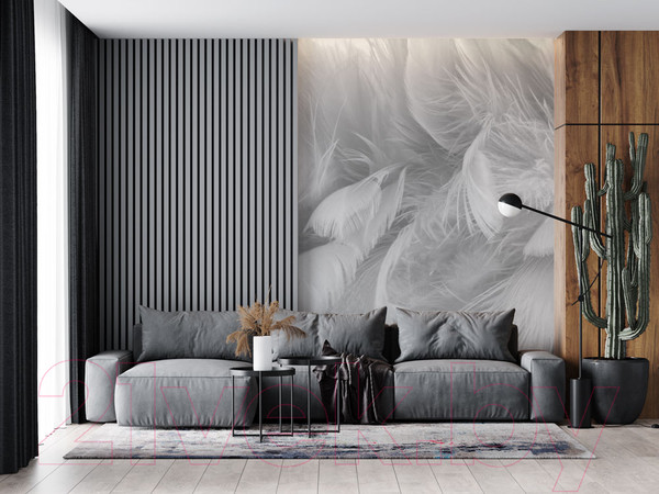 Изображение товара Фотообои листовые ФабрикаФресок Серые перья / 153280 (300x280)