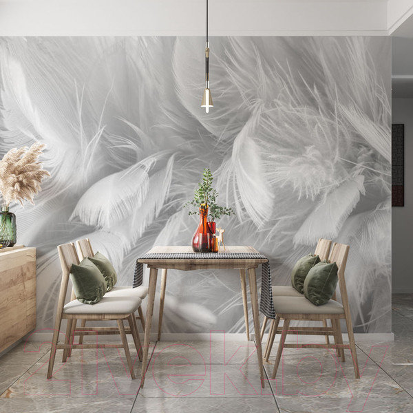 Изображение товара Фотообои листовые ФабрикаФресок Серые перья / 153280 (300x280)