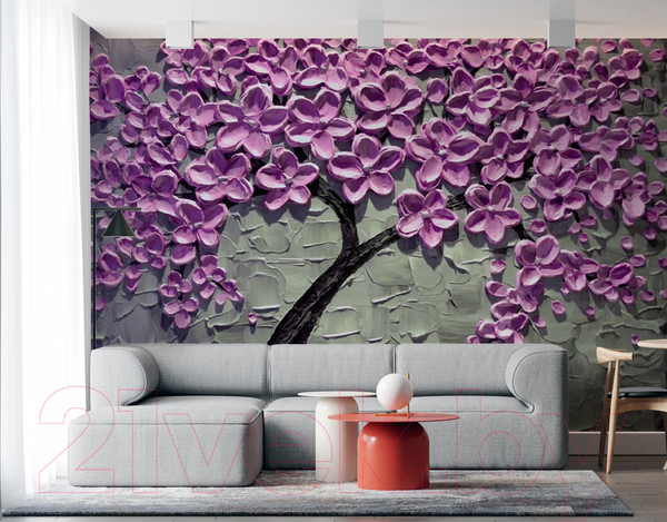 Изображение товара Фотообои листовые ФабрикаФресок Фиолетовое дерево / 164280 (400x280)