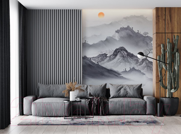 Изображение товара Фотообои листовые ФабрикаФресок Акварельная Япония и горы / 172265 (200x265)