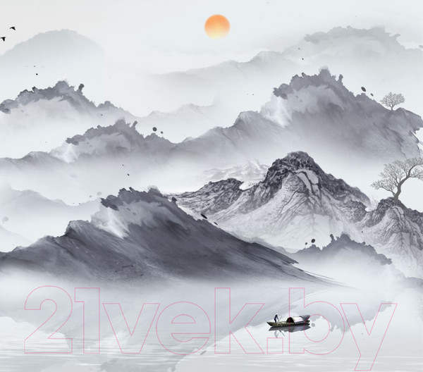 Изображение товара Фотообои листовые ФабрикаФресок Акварельная Япония и горы / 173265 (300x265)