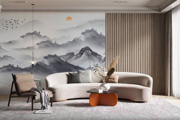 Изображение товара Фотообои листовые ФабрикаФресок Акварельная Япония и горы / 174265 (400x265)