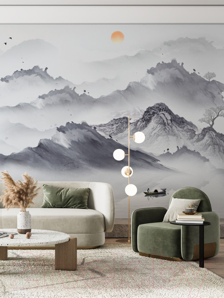 Изображение товара Фотообои листовые ФабрикаФресок Акварельная Япония и горы / 174265 (400x265)