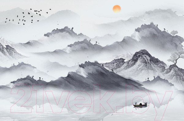 Изображение товара Фотообои листовые ФабрикаФресок Акварельная Япония и горы / 174265 (400x265)