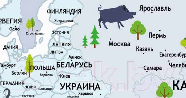 Изображение товара Фотообои листовые ФабрикаФресок Детская карта с планетами / 263270 (300x270)