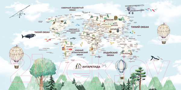 Изображение товара Фотообои листовые ФабрикаФресок Детская карта с лесом / 314200 (400x200)