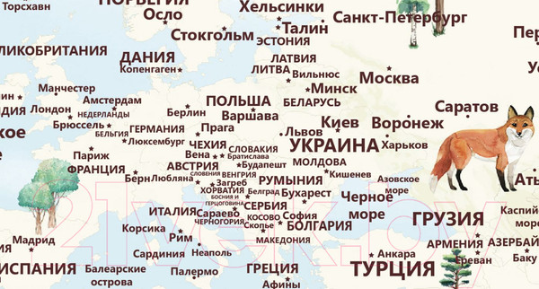 Изображение товара Фотообои листовые ФабрикаФресок Детская карта с лесом / 314200 (400x200)