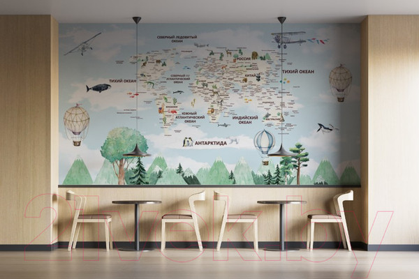 Изображение товара Фотообои листовые ФабрикаФресок Детская карта с лесом / 314200 (400x200)
