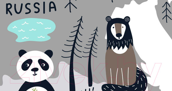 Изображение товара Фотообои листовые ФабрикаФресок Детская карта на английском / 394280 (400x280)