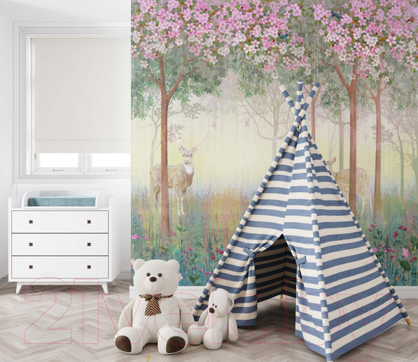 Изображение товара Фотообои листовые ФабрикаФресок Олени в лесу Афреска / 403280 (300x280)